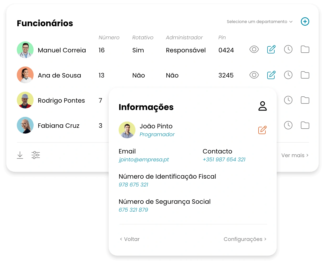 Centralize os dados dos Funcionários
