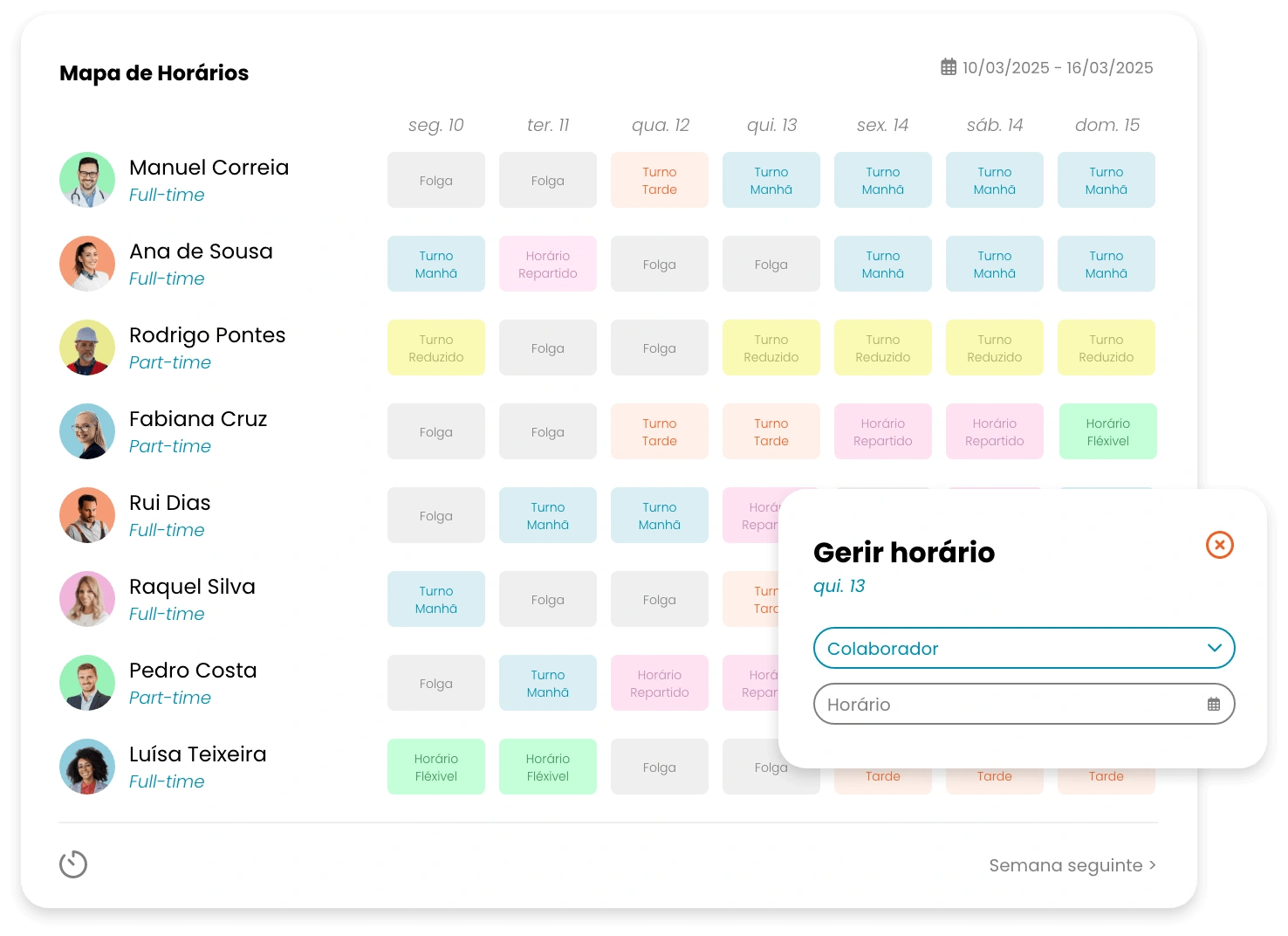 Gestão de Horários no Mapa